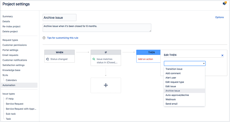自动屏幕显示THEN操作中的存档问题选项 自动屏幕显示THEN操作中的存档问题选项